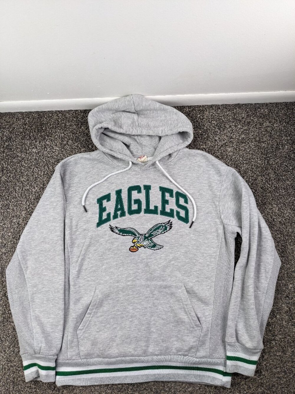 Philadelphia Eagles Hoodie Ultra Game Vintage Logo Sweatshirt Gray Mens Medium
